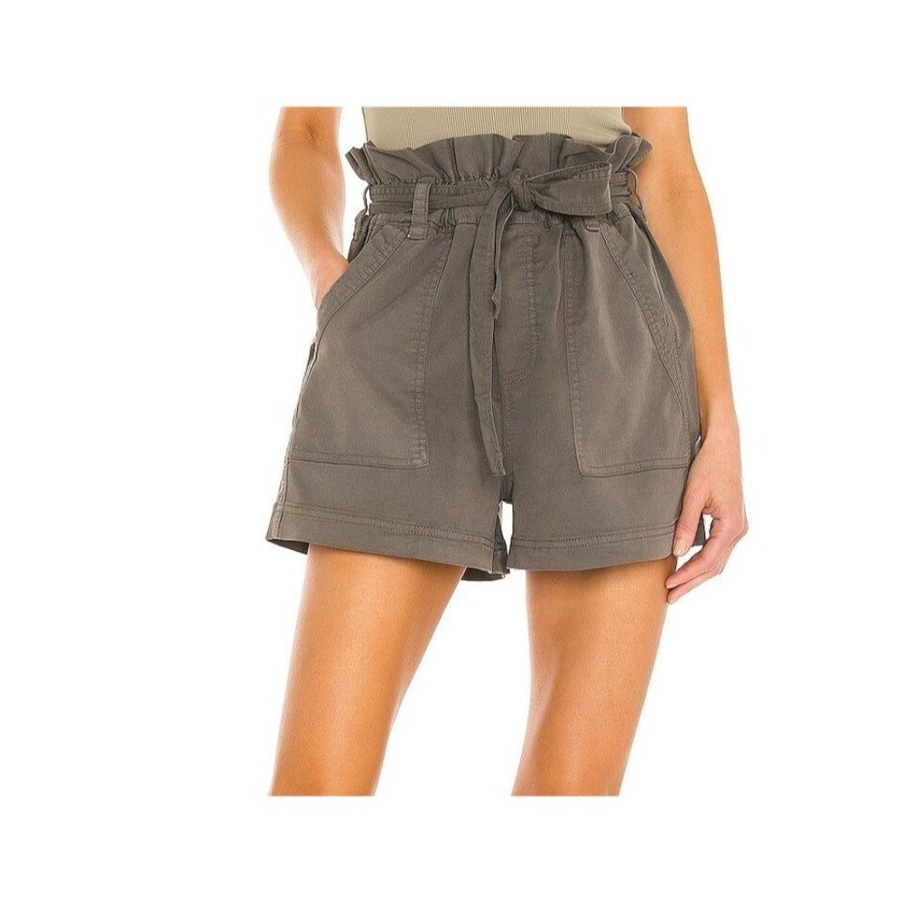 Splendid Womens PaperBag Ryland Shorts S High Waisted Tie Belt Olive Green Chino